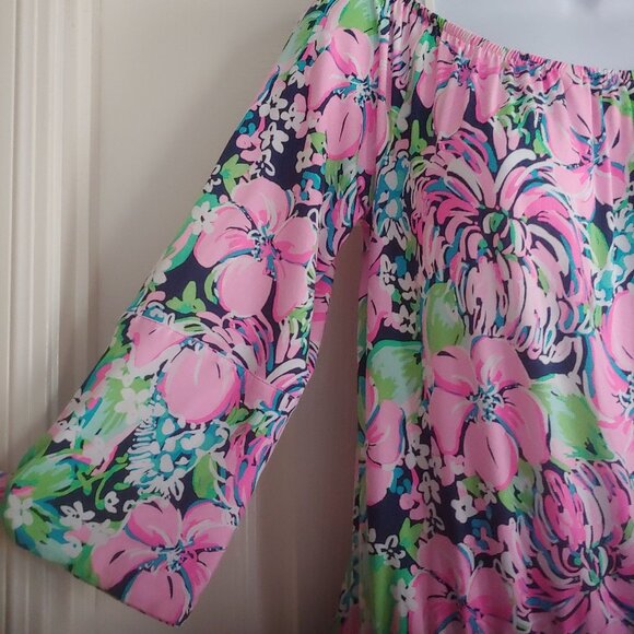 Lily Pulitzer Off Shoulder Lana Romper with Shorts Pink Blossom 3/4 Sleeve S - Picture 8 of 14